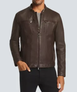 Men Dark Brown Biker Leather Jacket