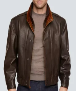 Men Pilot Brown Aviator Leather Jacket