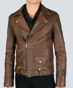 Men Premium Brown Vintage Leather Jacket