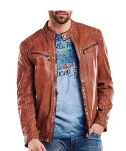 Men’s Crinkle Brown Leather Jacket