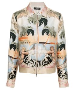 The Voice Season 27 John Legend Palm Tree Print Silk Bomber Jacket