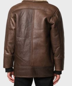 Brown Vintage Distressed Leather Shearling Jacket