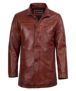 Men's Leather Brown Coat
