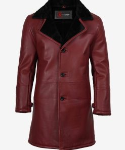 Men's Leather Maroon Coat