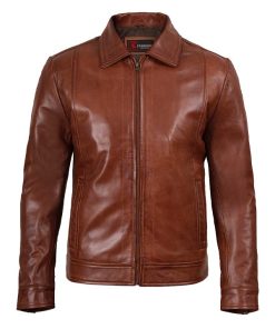 Men's Zip-Up Brown Leather Jackets