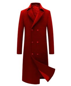 Red Long Wool Trench Coat Mens