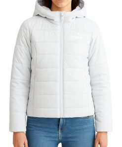 Women's White Puffer Hooded Jacket