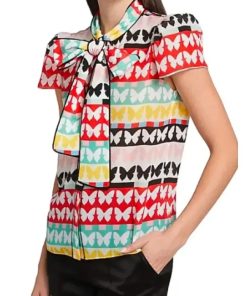 Carrie Preston TV Series Elsbeth Elsbeth Tascioni Butterfly Tie-Neck Blouse