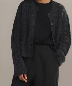 TV-Series Shrinking Season 3 Alice's Knit Cable Knit Cardigan - Black