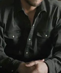 Marshals S01 Luke Grimes Black Denim Western Shirt